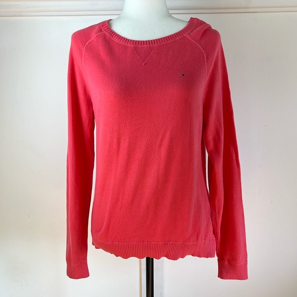 Tommy Hilfiger Women's Coral Pink Pima Cotton Sweater